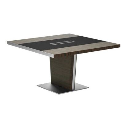 Table de réunion Xennon L.141 x P.140 cm avec insert cuir