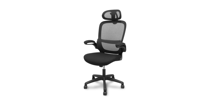 Silla Pro525 respaldo malla negro asiento tela color negro y cabecero