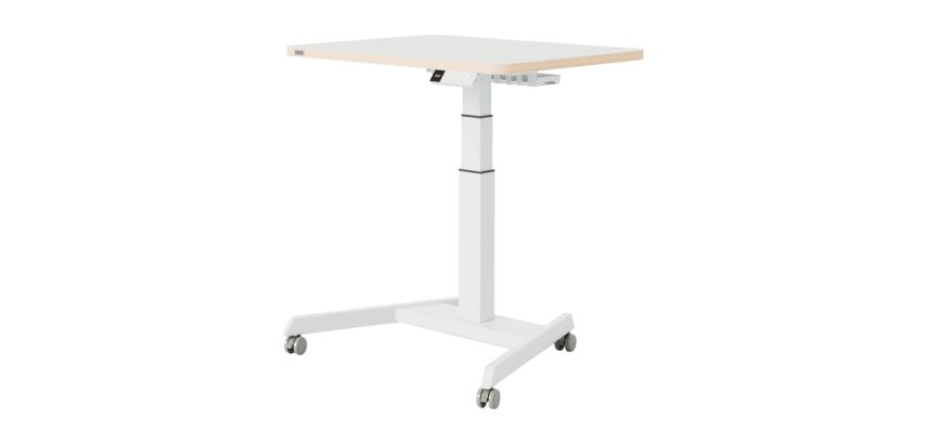Bureau électrique compact assis-debout L 80 x P 60 x H 65-130 cm avec roulettes - blanc - Leitz Ergo