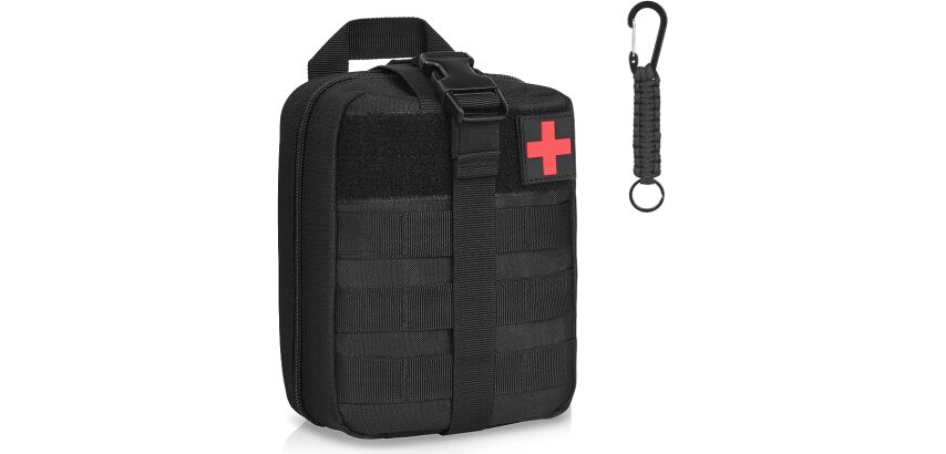 Kit de survie avec sac à dos 25 L noir/ rouge - trousse de secours 70 pièces