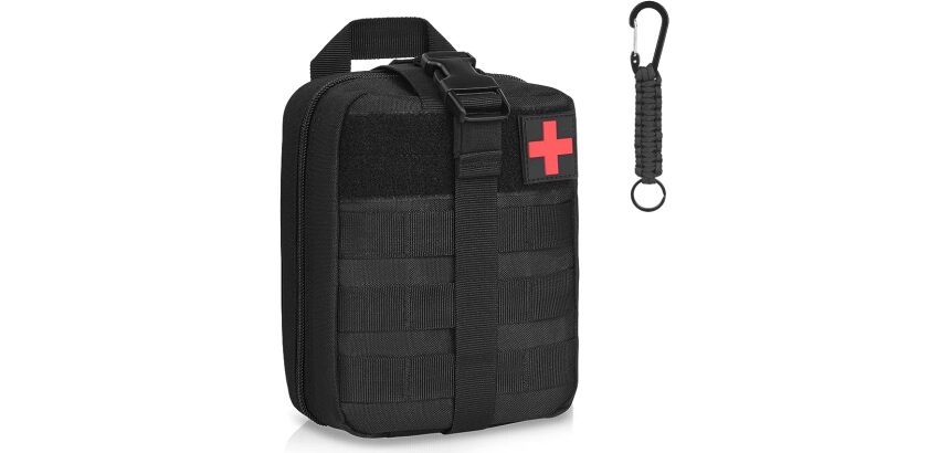 Kit de survie avec sac à dos 25 L noir/ rouge - trousse de secours 70 pièces