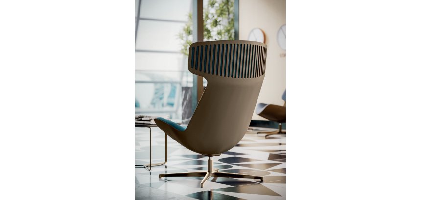 CLEO lounge chair with aluminum legs in Bronze color