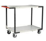 Servante Flatpack 2 plateaux mélaminé, 1000 x 600 mm, roues TPE, 250 kg