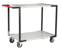 Servante Flatpack 2 plateaux mélaminé, 1000 x 600 mm, roues TPE, 250 kg