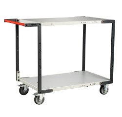 Servante Flatpack 2 plateaux mélaminé, 1000 x 600 mm, roues TPE, 250 kg