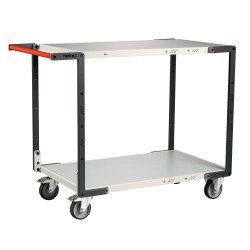 Servante Flatpack 2 plateaux mélaminé, 1000 x 600 mm, roues TPE, 250 kg
