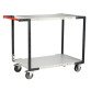 Servante Flatpack 2 plateaux mélaminé, 1000 x 600 mm, roues TPE, 250 kg