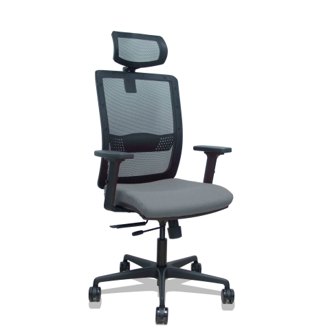 Silla de oficina Haches con reposabrazos 2D y cabecera - Gris