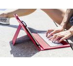 Funda Universal + Teclado (9 - 10.4) Cable Micro USB/C roja/blanca