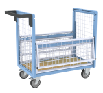Chariot conteneur grillagé sans toit, 850 x 500 mm, 250 kg
