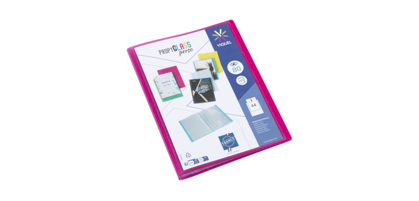 Protège-documents Propyglass Viquel personnalisable  A4 40 pochettes - 80 Vues - framboise