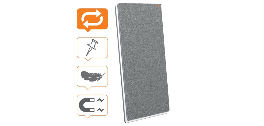 Pizarra de doble cara / Tablero de anuncios Move&Meet 1800 x 900 mm - marco gris