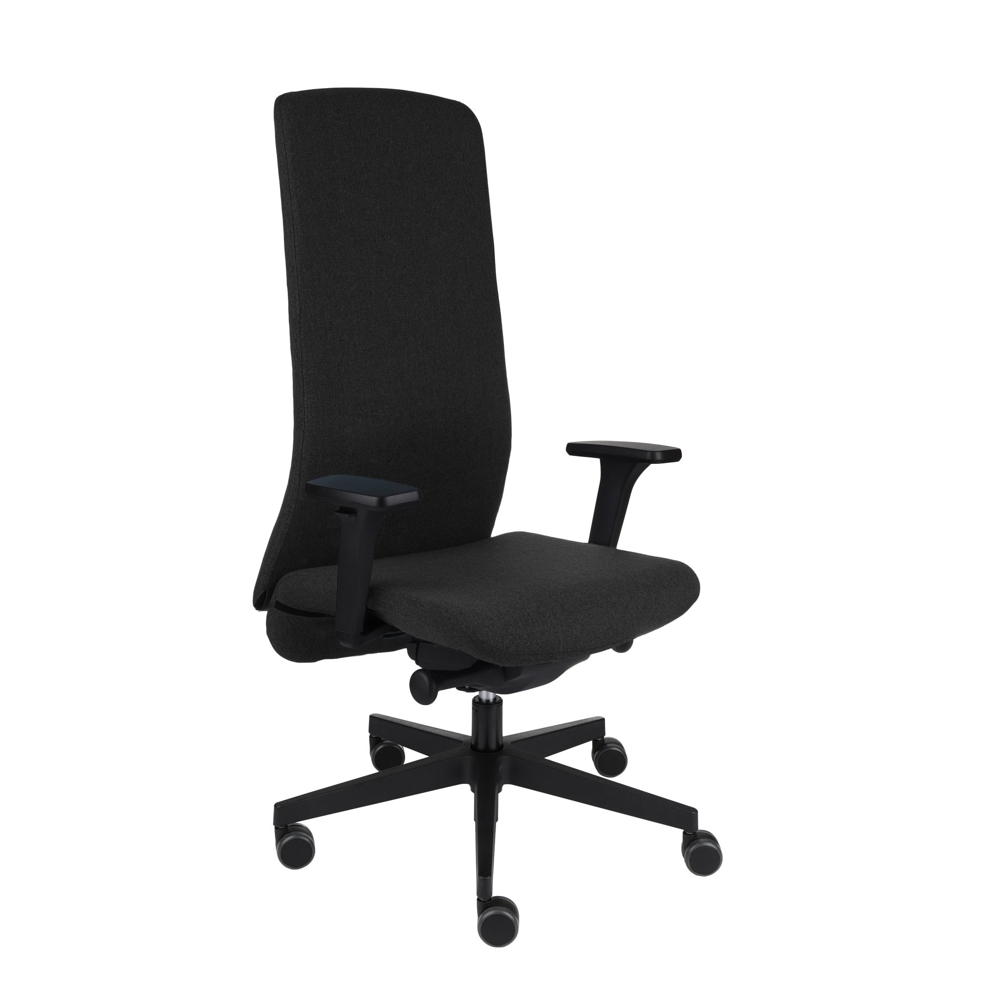 Chaise de bureau ergonomique SMART B NOIR, tissu, avec accoudoirs 3D, mécanisme synchrone, pieds noirs