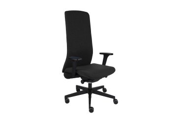 Chaise de bureau ergonomique SMART B NOIR, tissu, avec accoudoirs 3D, mécanisme synchrone, pieds noirs