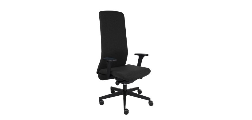 Chaise de bureau ergonomique SMART B NOIR, tissu, avec accoudoirs 3D, mécanisme synchrone, pieds noirs