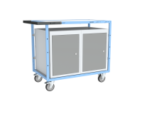 Servante établi équipée 2 blocs porte plateau bois mélaminé 250 kg roue TPE