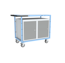 Servante établi équipée 2 blocs porte plateau bois mélaminé 250 kg roue TPE