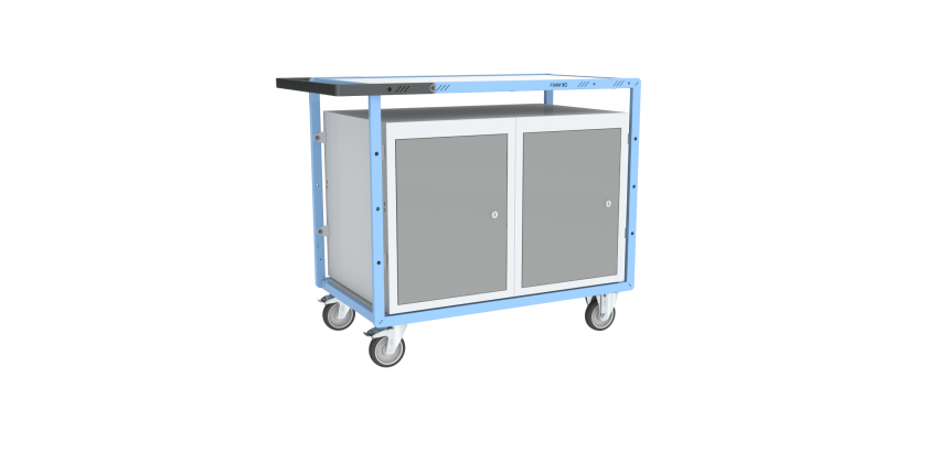 Servante établi équipée 2 blocs porte plateau bois mélaminé 250 kg roue TPE