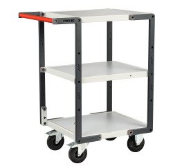 Servante Flatpack 3 plateaux mélaminés 250 kg 550 x 500 mm roue caoutchouc