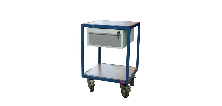 Petite servante établi 1 tiroir plateau bois médium 400 kg roue TPE