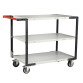 Servante Flatpack 3 plateaux mélaminé, 1000 x 600 mm, roues TPE, 250 kg