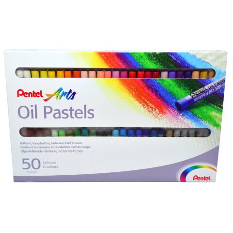Ceras pasteles de aceite Oil Pastels Pentel - Caja de 50 surtidas