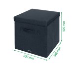 Caja de tela para almacenaje con tapa L, 2 piezas, gris