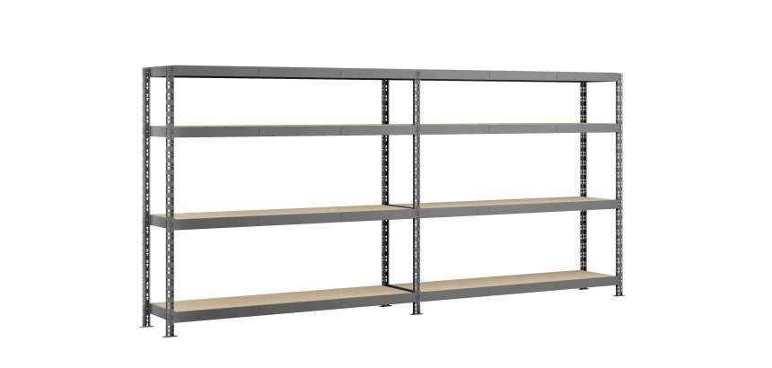 Rayonnage MODULO - Etagère Rack double - 8 plateaux