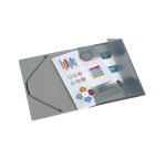 Chemise à élastique 3 rabats plastique Viquel Propyglass 24 x 32 – fumé translucide