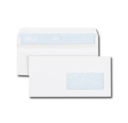 Enveloppe blanche 110 x 220 mm 80 g avec fenêtre 45 x 100 mm - Boîte de 500