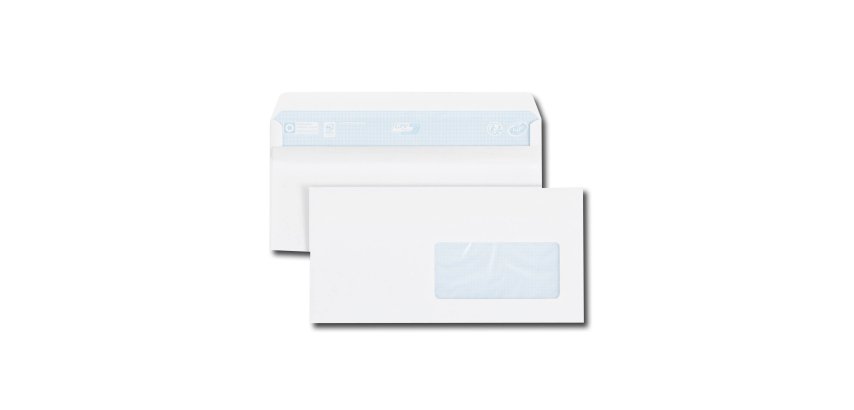 Enveloppe blanche 110 x 220 mm 80 g avec fenêtre 45 x 100 mm - Boîte de 500