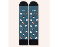 Calcetines "Amor Gatuno" verde talla 42-46
