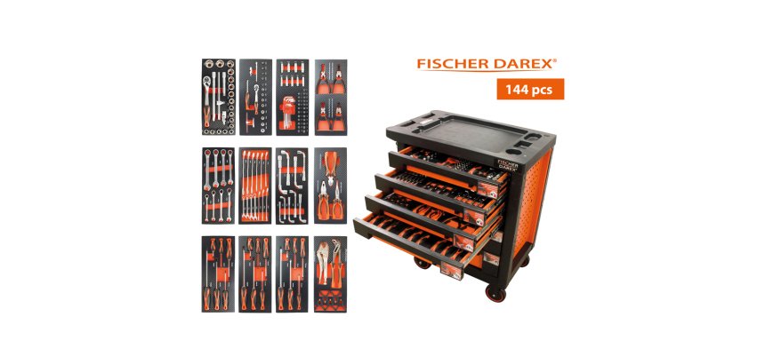 Servante équipée de 144 outils avec 12 modules