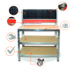 Établi d'atelier avec fond perforé – Plateau MDF FSC 100 % – Charge 600 kg FISCHER DAREX