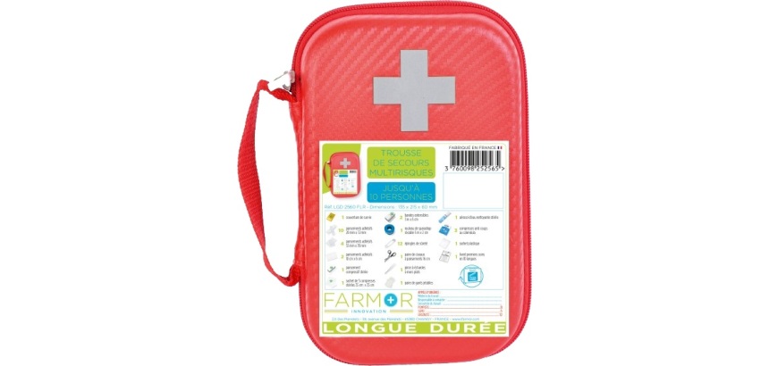Trousse de secours Longue durée 10 personnes en PU rouge