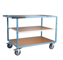 Servante mécano-soudée 3 plateaux médium 400 kg 1200 x 800 mm roue TPE