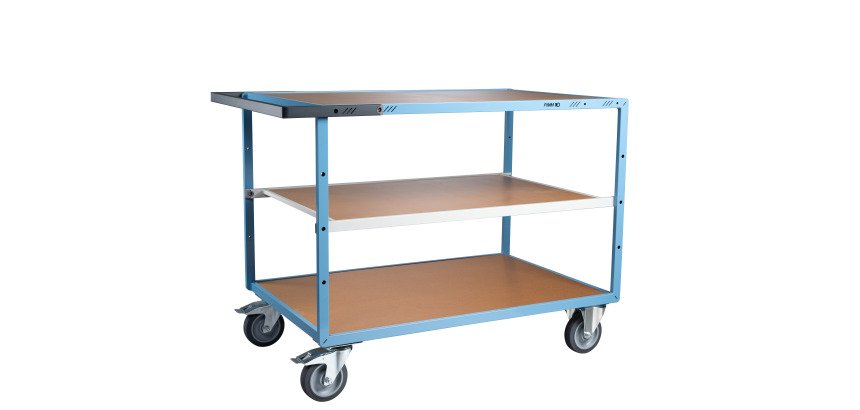 Servante mécano-soudée 3 plateaux médium 400 kg 1200 x 800 mm roue TPE