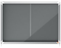 Vitrina NOBO Premium Plus de puerta corredera con fondo de fieltro 8xA4 hojas, gris