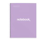 Notebook Emotions, Couverture rigide, A4, quadrillage 5x5 mm, 80 feuilles de 1 couleur, Miquelrius, Lavande.
