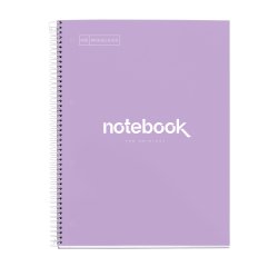 Notebook Emotions, Couverture rigide, A4, quadrillage 5x5 mm, 80 feuilles de 1 couleur, Miquelrius, Lavande.
