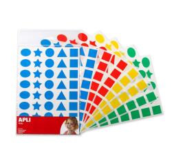 Gommettes formes géométriques Apli tailles et couleurs assorties - Pochette de 320