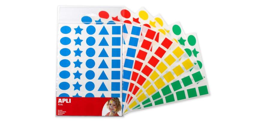 Gommettes formes géométriques Apli tailles et couleurs assorties - Pochette de 320