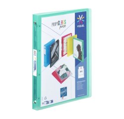 Classeur souple personnalisable - 4 anneaux - A4 - Dos 2,5 - Propyglass VIQUEL - Turquoise