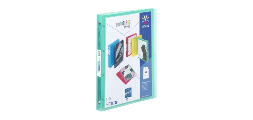 Classeur souple personnalisable - 4 anneaux - A4 - Dos 2,5 - Propyglass VIQUEL - Turquoise