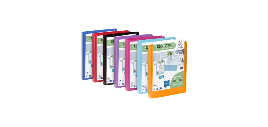 Classeur souple personnalisable - A4 - Dos 3,5 cm - polypropylène - Essentiel Recycle  VIQUEL - coloris assortis