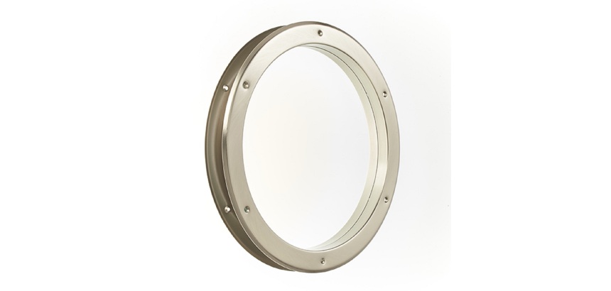 Hublot de porte rond nickelé mat