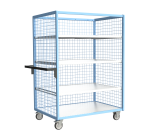 Servante grillagée 3 côtés avec 3 étagères plateau bois 250 kg 1200 x 800 mm roue TPE