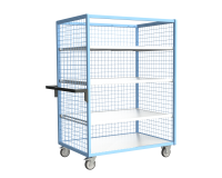Servante grillagée 3 côtés avec 3 étagères plateau bois 250 kg 1200 x 800 mm roue TPE