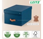 Caja de almacenamiento Leitz Puro con tapa, mediana, 17L, cartón 100% reciclado, paquete de 2 - Azul marino - 17