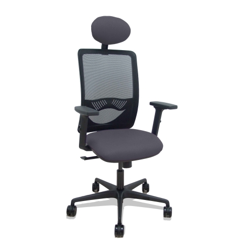 Silla de oficina Zulema con reposabrazos 2D y cabecera - Antracita